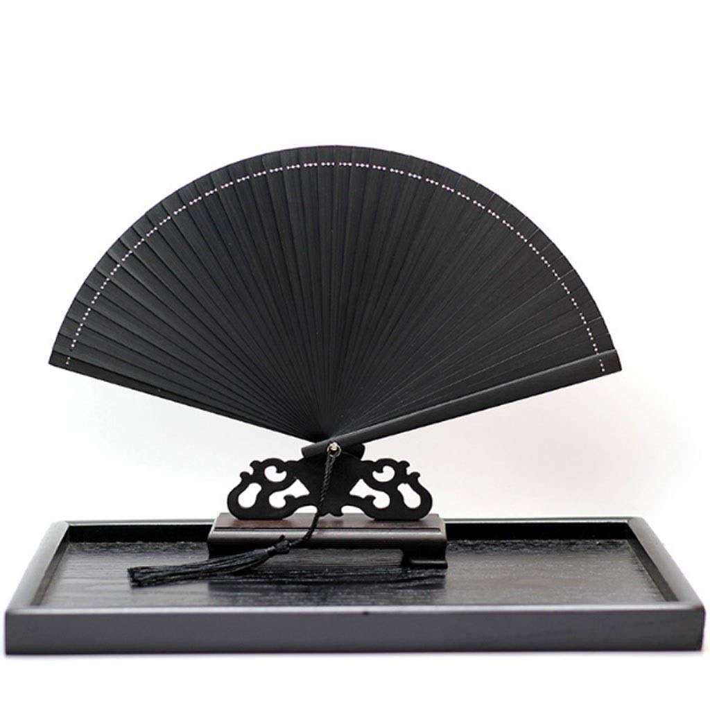 Decorative Folding Fans Japanese Classical Antique Small Fan Portable Gift Fan Durable Decorative Folding Fans (Color : Black)