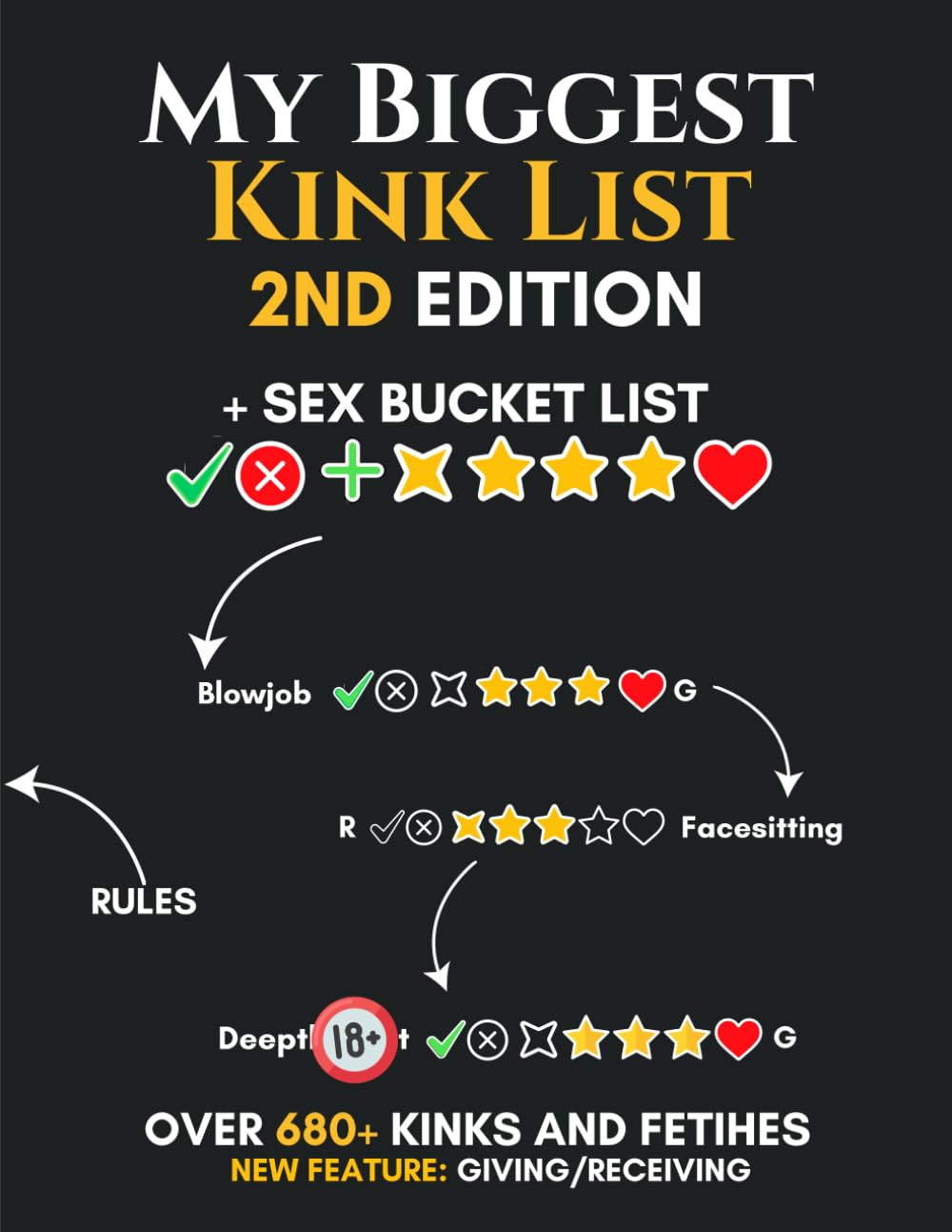 Sex Bucket List - My Biggest Kink List 2nd Edition: over 680 Kinks, Fetishes and Sex Positions. Sex Bucket List for Couples - Naughty Challenegs, Kinky Games, Sexy Ideas. Sexy Valentine's Gift