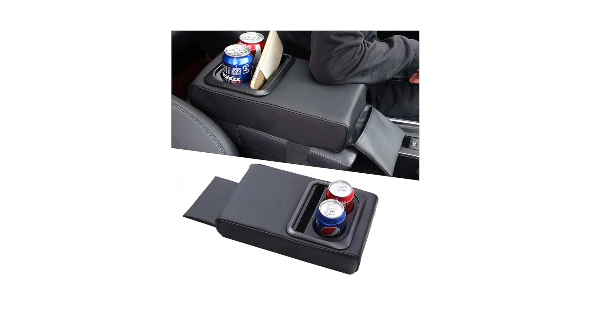 Muslogy Center Console Organizer & Cup Holder Insert 3PCS Set Compatible With 2025 Nissan Kicks Armrest Box Divider Gear Shift Storage Pocket Drink Stopper (Console Tray & Side Pocket & CupHolder
