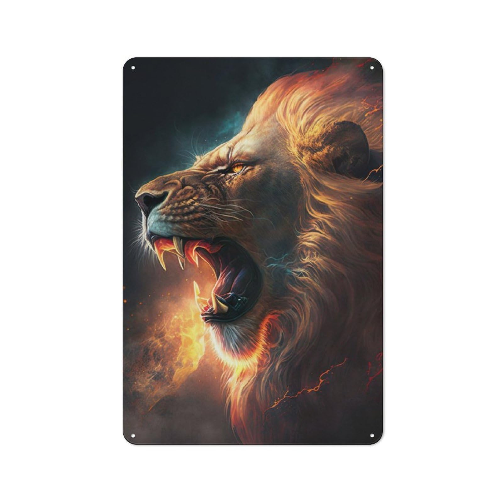 Junmoney Celestial Lion Tin Wall Plaque 30X20cm With For Bar Or Restaurant, Housewarming Present For People Styling Bar And Restaurant