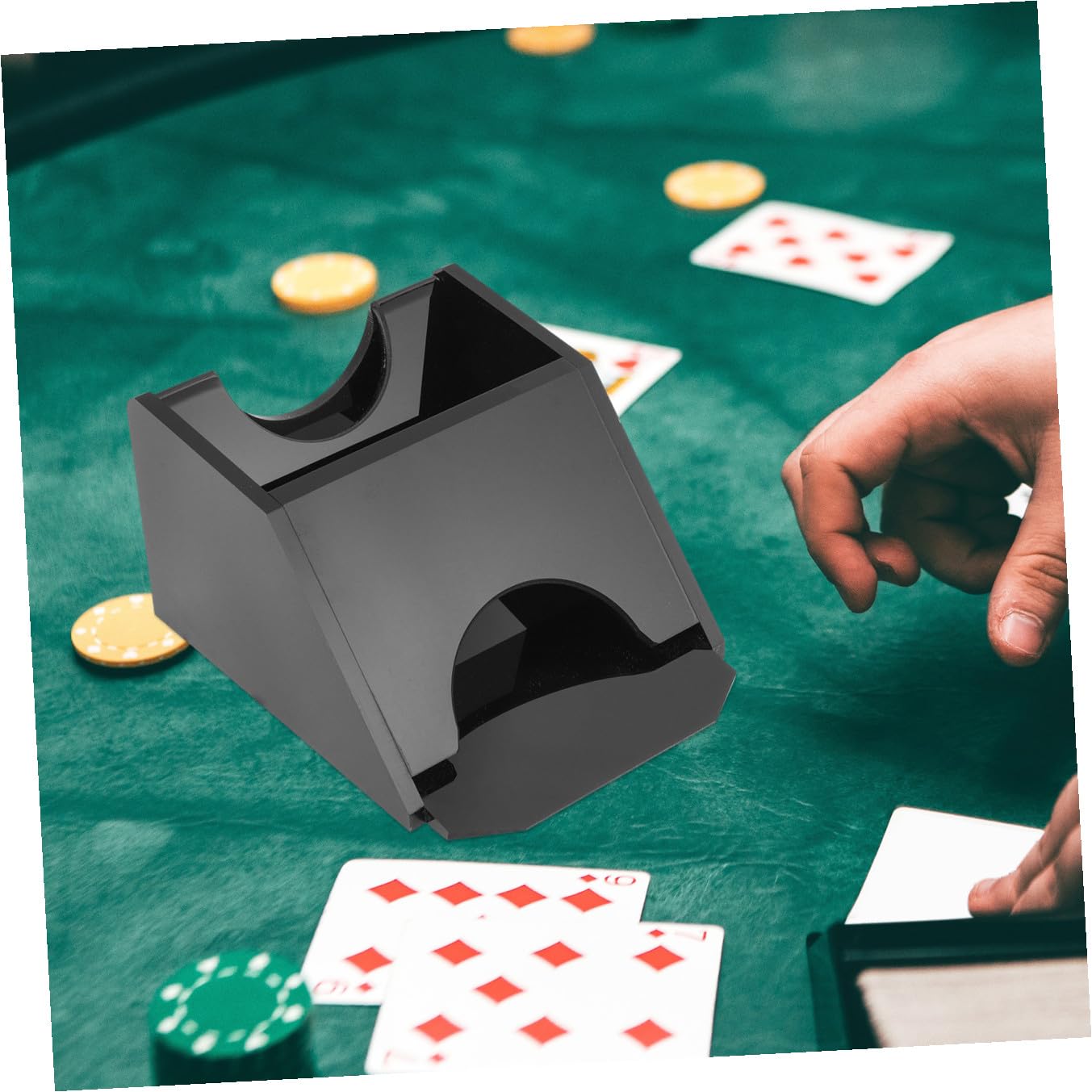 ibasenice Scarpa Distributore di Carte in Acrilico Nero per Giochi da Tavolo e Famiglia, Accessorio Portatile per Mazzi da Gioco Desktop