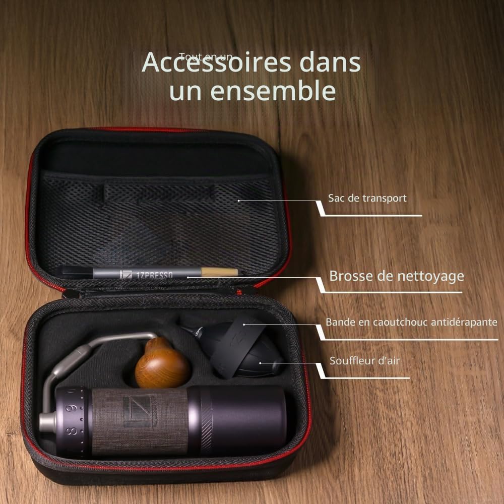 1Zpresso J-Ultra Moulin à café manuel gris fer, fraise conique, poignée pliable, tasse magnétique de 40 g, réglage numérique fin, efficacité de broyage plus rapide, idéal pour expresso (gris fer)