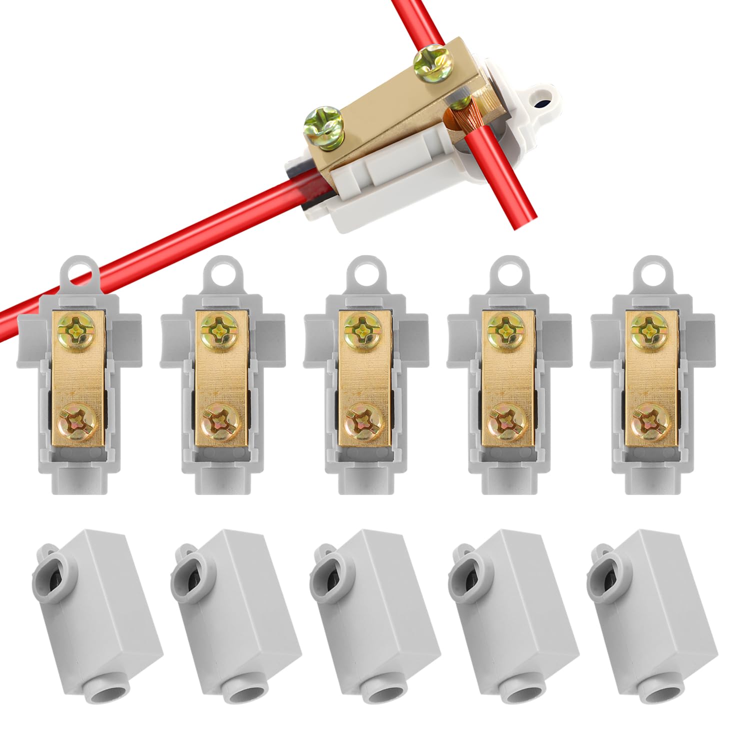 HUAREW 10Pcs 10 AWG Gauge T-Type Wire Connector Nut Kit, 60A Splicing Quick Wiring Connection Terminal, Circuit Connector Wire Connector for Soft and