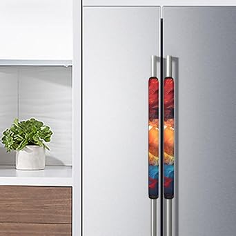 Refrigerator Handle Covers Set of 2 American Football Flame Design, Kitchen Appliance Gloves Anti-Slip Oil-Proof Protector Covers for Microwave Dishwasher Super Bowl Party Decorations