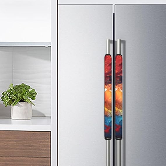 Refrigerator Handle Covers Set of 2 American Football Flame Design, Kitchen Appliance Gloves Anti-Slip Oil-Proof Protector Covers for Microwave Dishwasher Super Bowl Party Decorations