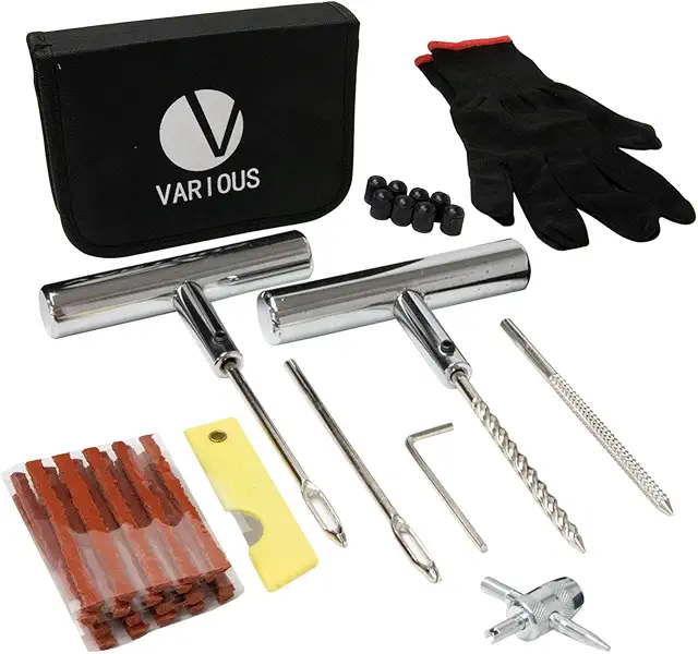 Kit Reparación Neumáticos 37 Piezas para Moto, Coche, Bicicleta