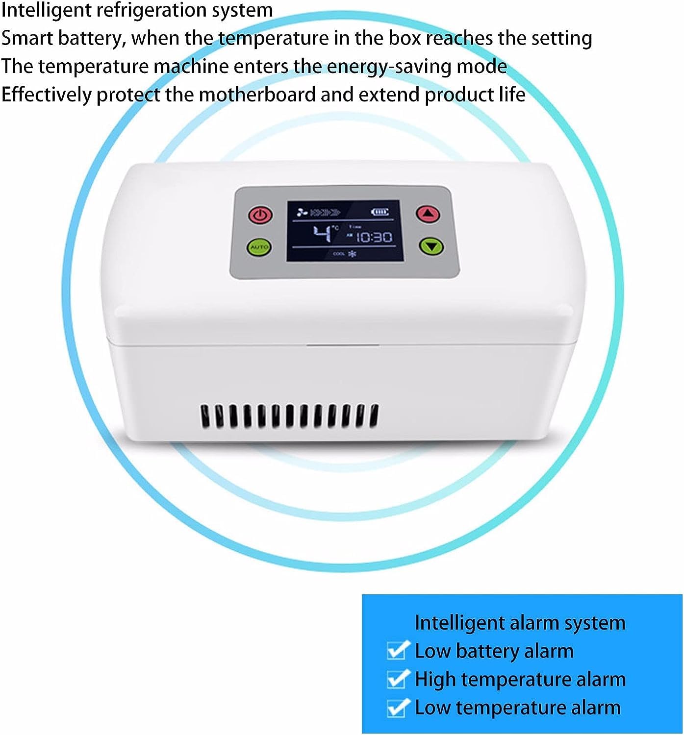 Genérico Caja refrigeradora portátil para insulina, contenedor refrigerado para medicamentos con sistema de alarma inteligente, mini refrigerador para coche para viajes.