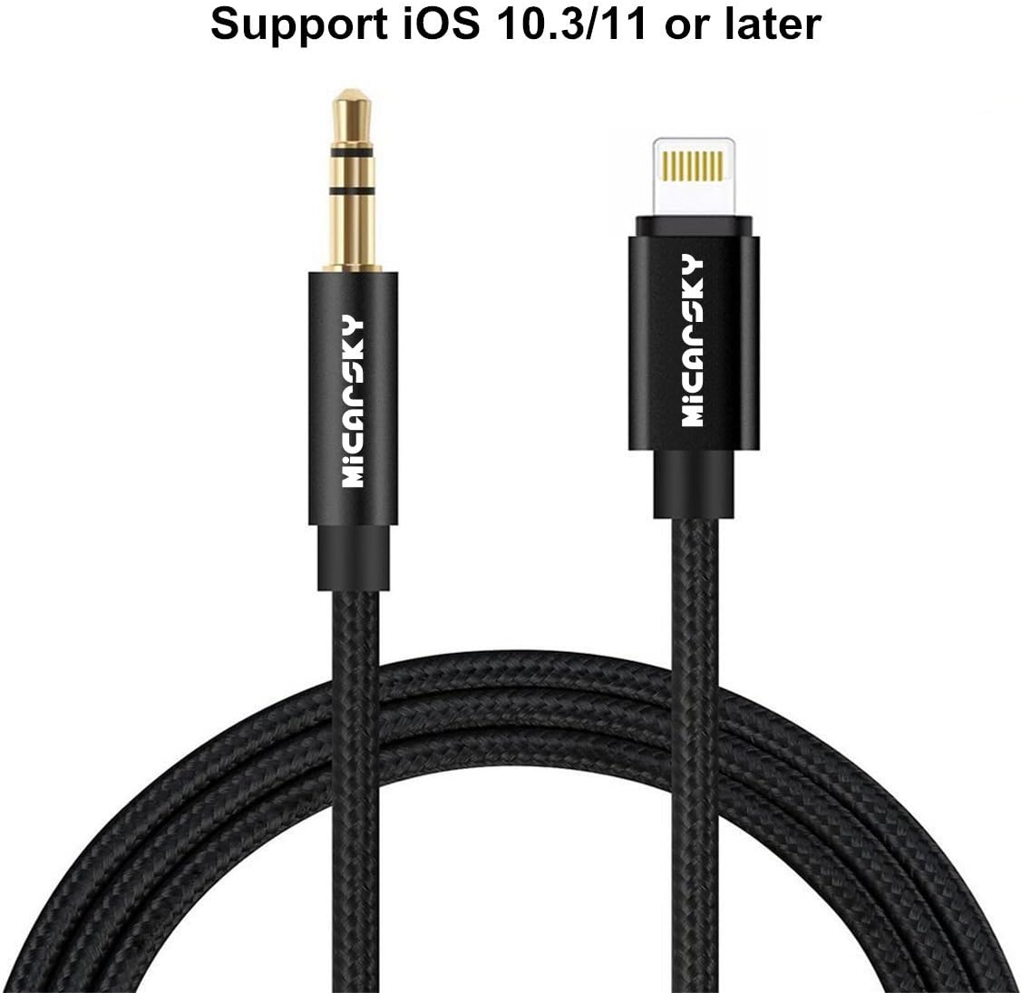 Lightning to 3.5mm Male Aux Stereo Audio Cable, Micarsky Premium Nylon Car Aux Cord for iphone 7/7 Plus/8/X and Perfect Compatible of iOS 10.3/11 and later