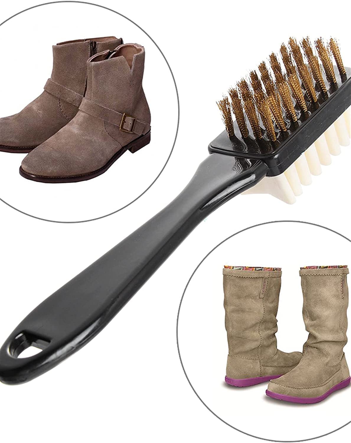 Bürsten-Schuhbürste, 2-seitiges Reinigungsbürsten-Radiergummi-Set, passend for Wildleder-Nubuk-Schuhe, Stahlstiefelreiniger-Schuhbürstenbürsten