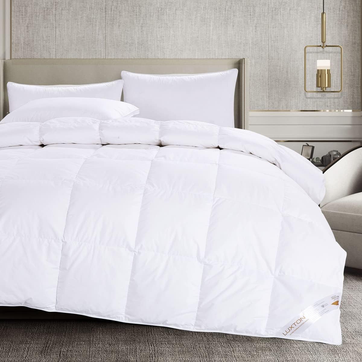 Luxton 90/10 Goose Down Quilt Super King, Lightweight All Seasons Goose