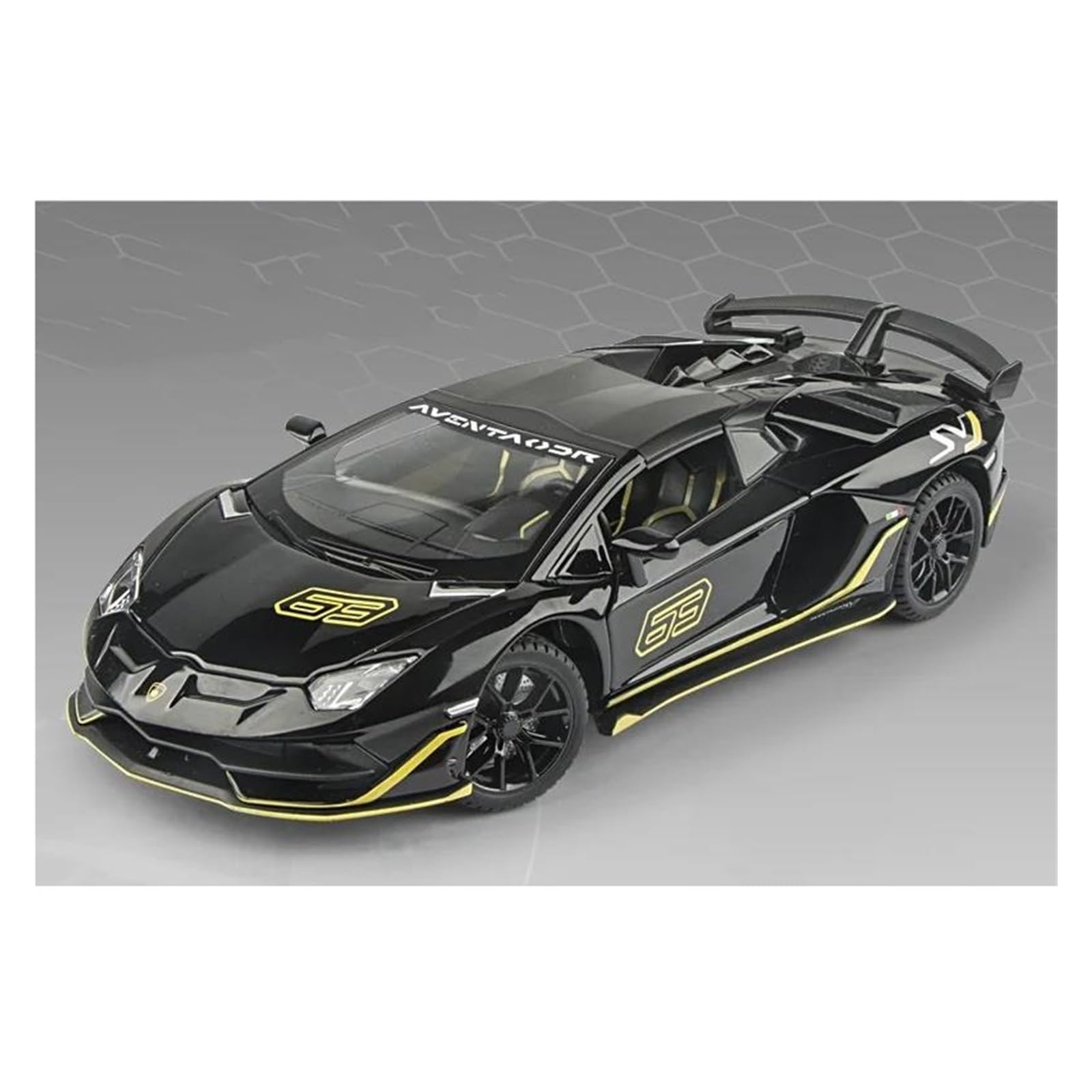 Dekoratives Automodell 1:24 for Aventador SVJ63 Sportwagen Modell Druckguss Legierung Auto Modell Dekorative Ornamente Party Geschenk zur Dekoration(Black)