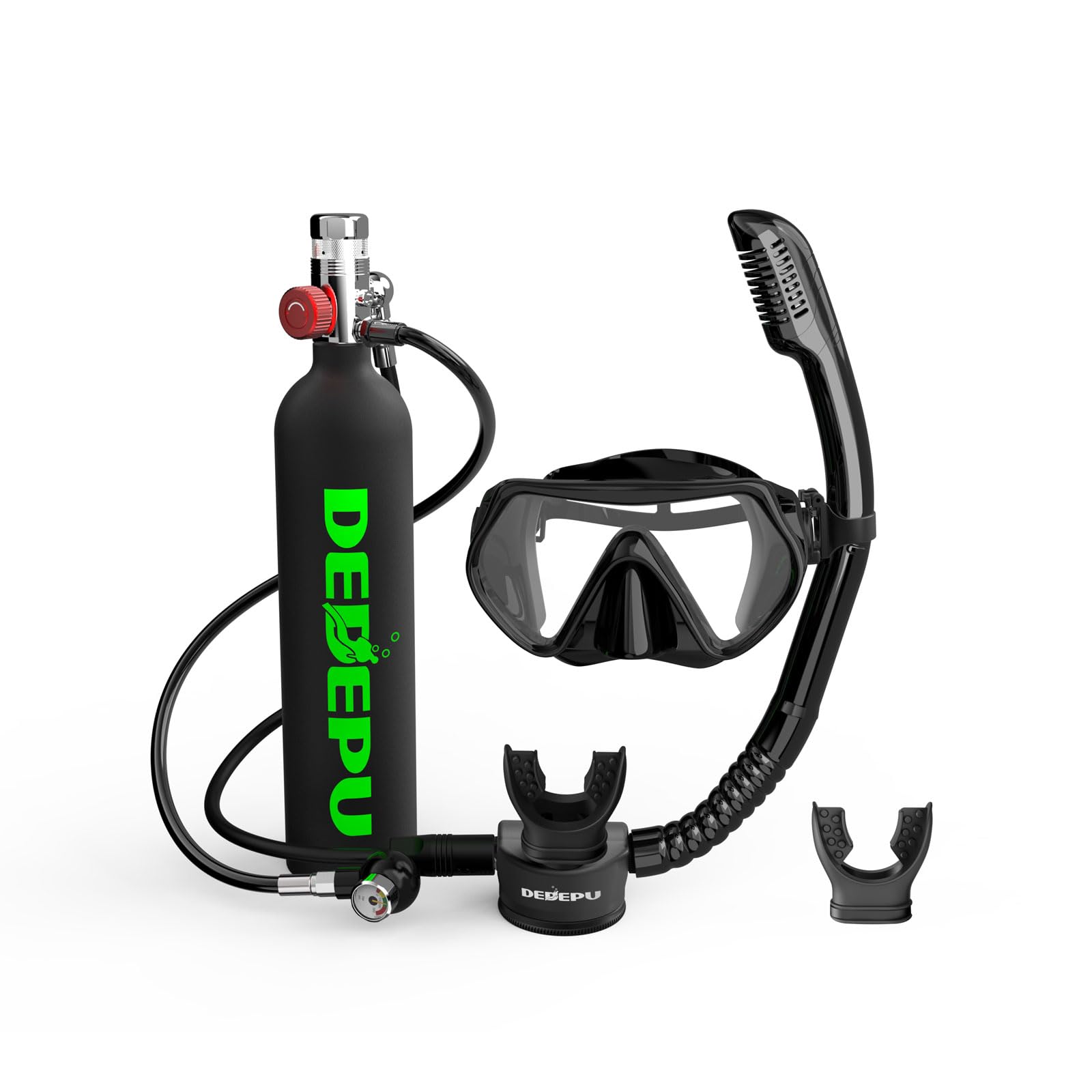 Mini Scuba Tank, DEDEPU 1L Dive Portable Lungs Air Tank with Snorkel Mask, 15-20 Minutes Diving Time, Underwater Breathing Diving Gear, Backup Air Cylinder Emergency Rescue Pony Bottle