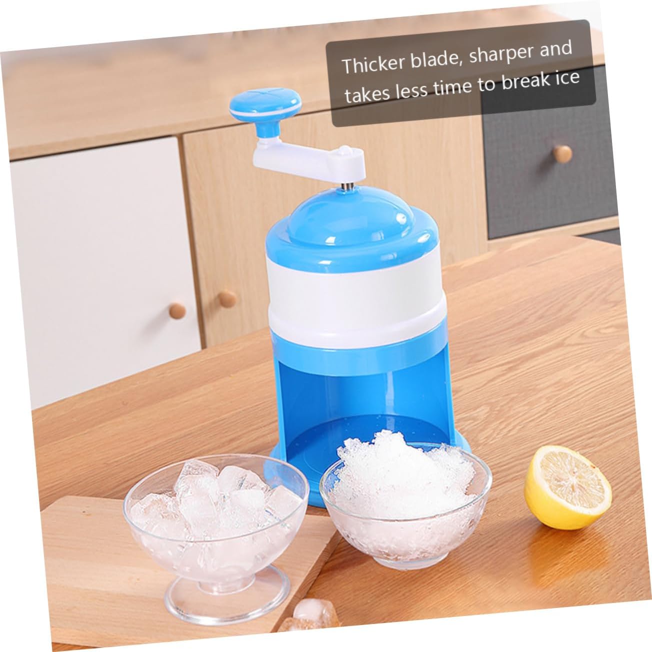 Portable Manual Ice Crusher for Home Use Hand Crank Ice Shaver with Non-slip Base for Shaved Cones Smoothies and Drinks