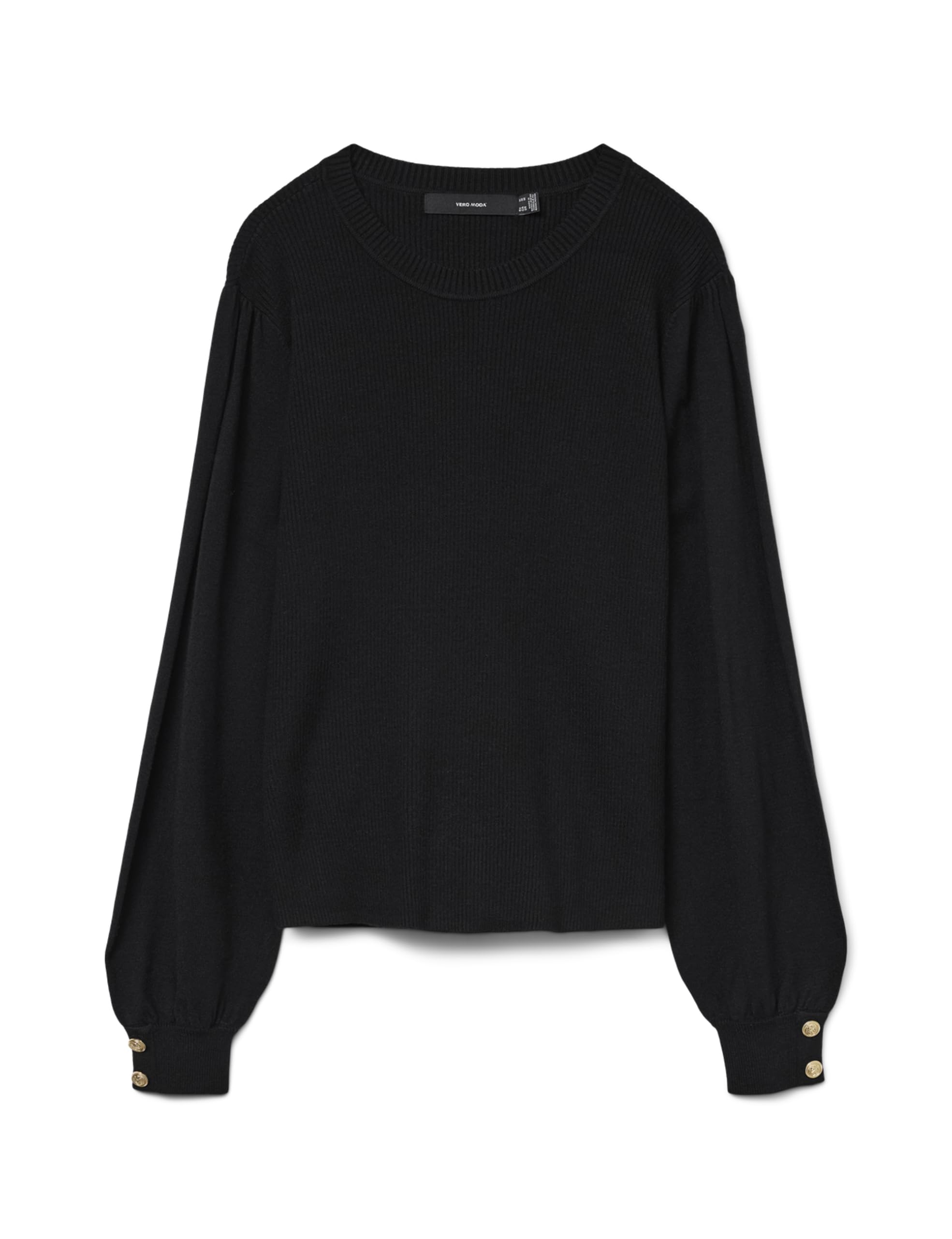 VERO MODA Women's Vmhollykaris LS O-Neck Pullover Boo, Black, M