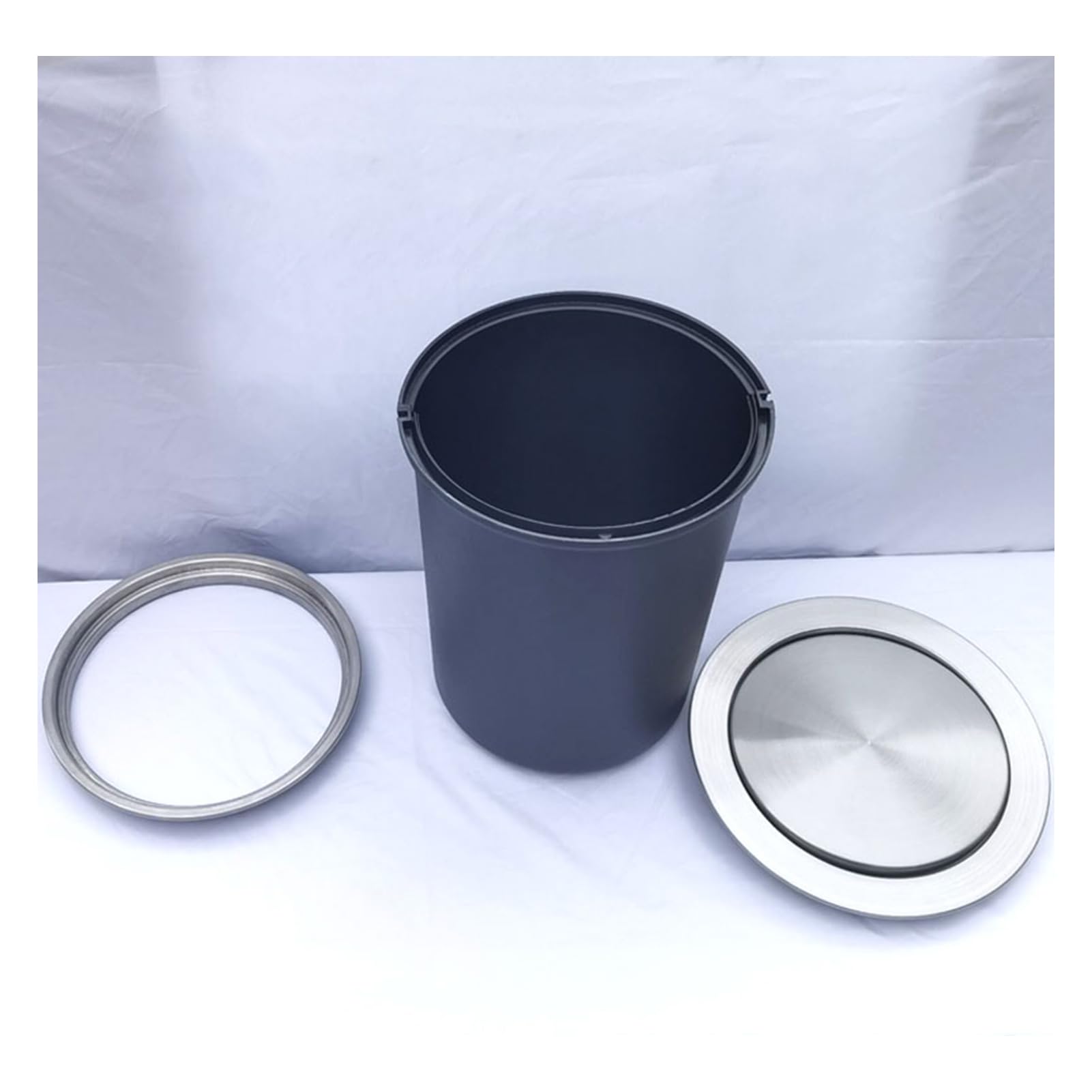 Round Built-in Plastic Waste Basket Efficient Trash Can Wastebasket with Lid Countertop Embedded Trash Can for Desk Office
