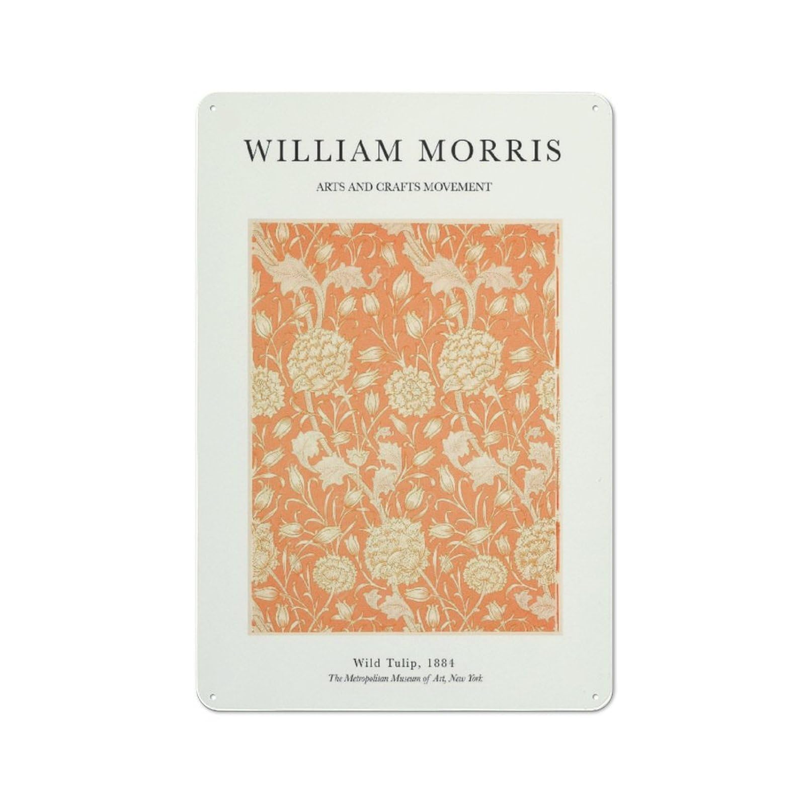 Junmoney Style-15 William Morris Orange Tin Wall Sign 30X20cm, Retro Novelty Wall Art For Bedroom, Kitchen, Office Or Living Room