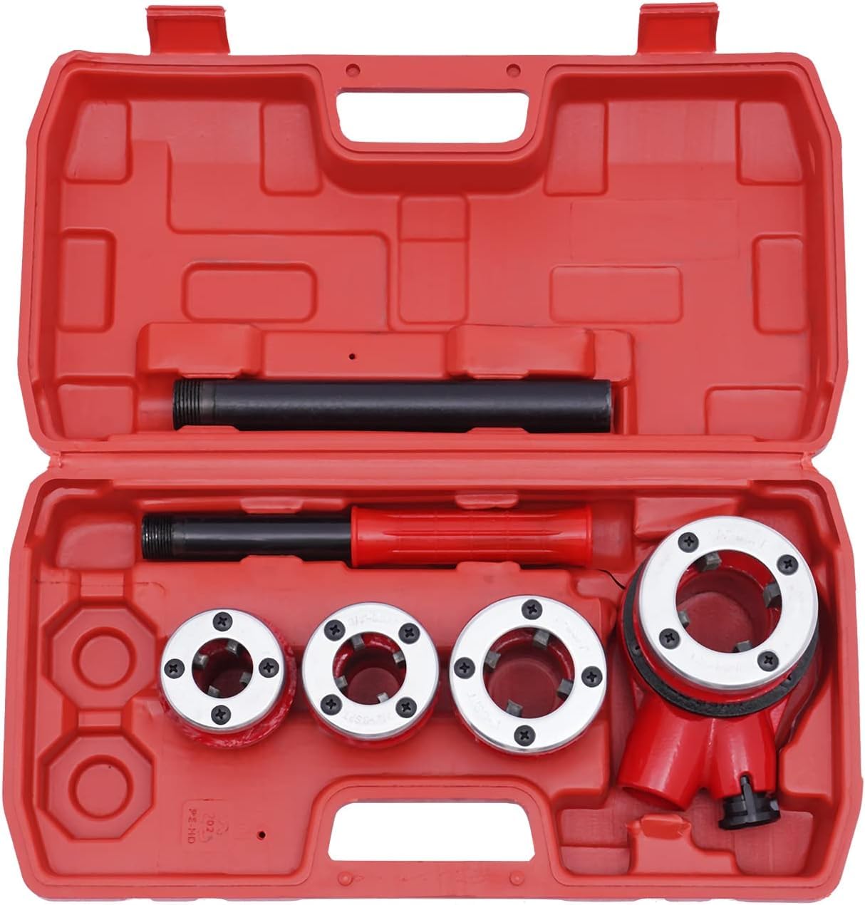 Kit de roscado de tuberías de plomería, juego de roscado de tubos con mango de 7 matrices, roscador de tubos con trinquete, kit de roscado de tubos manual portátil, máquina, roscador de tubos rígido,