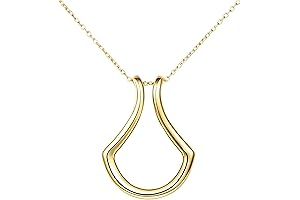 14k Yellow Gold Rhombus Ring Holder Necklace: Geometric Rings Keeper Necklace for Women