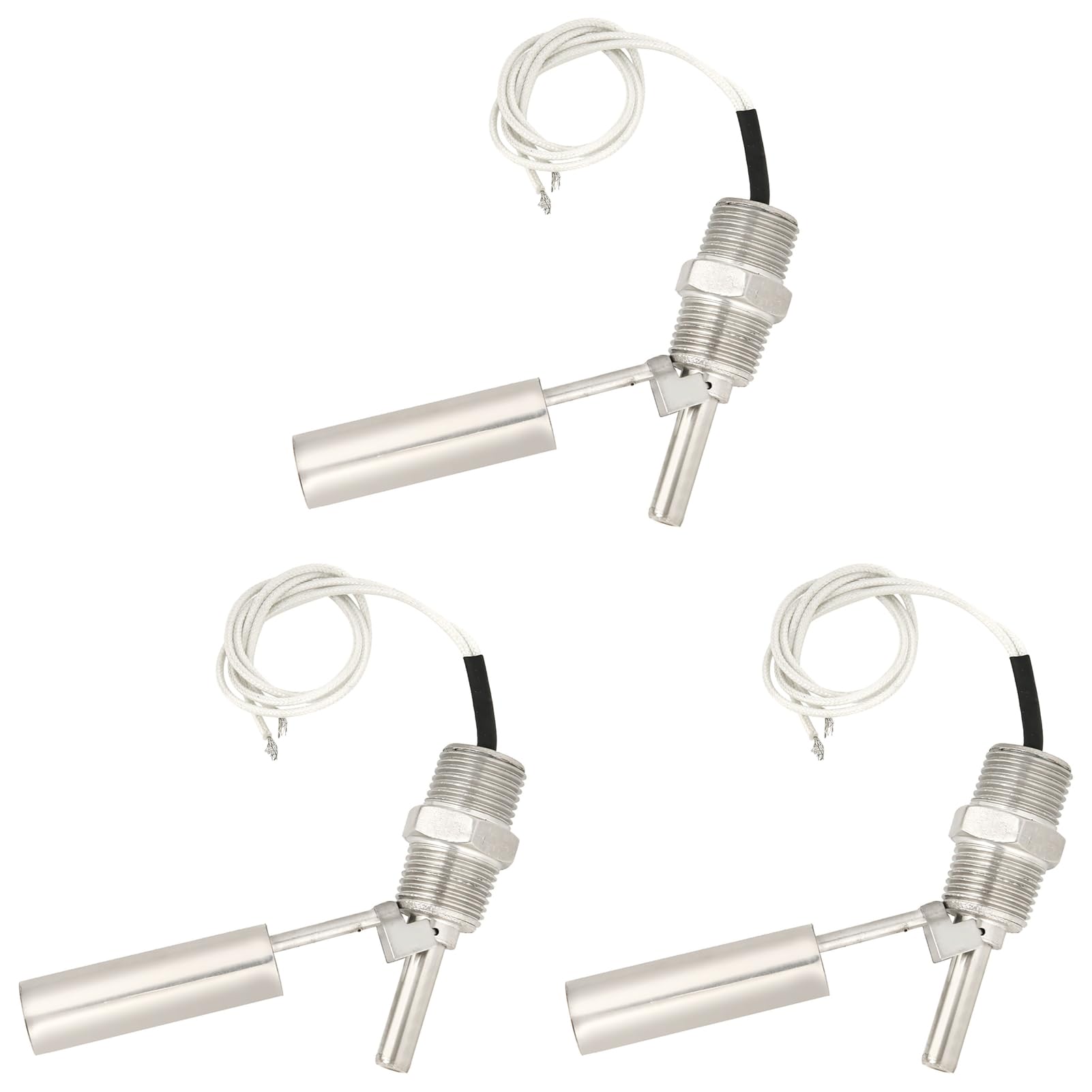3pcs Liquid Water Level Float Sensor Switch Sid Mounted 304 Stainless Steel 1/2NPT Male Thread DC0 110V