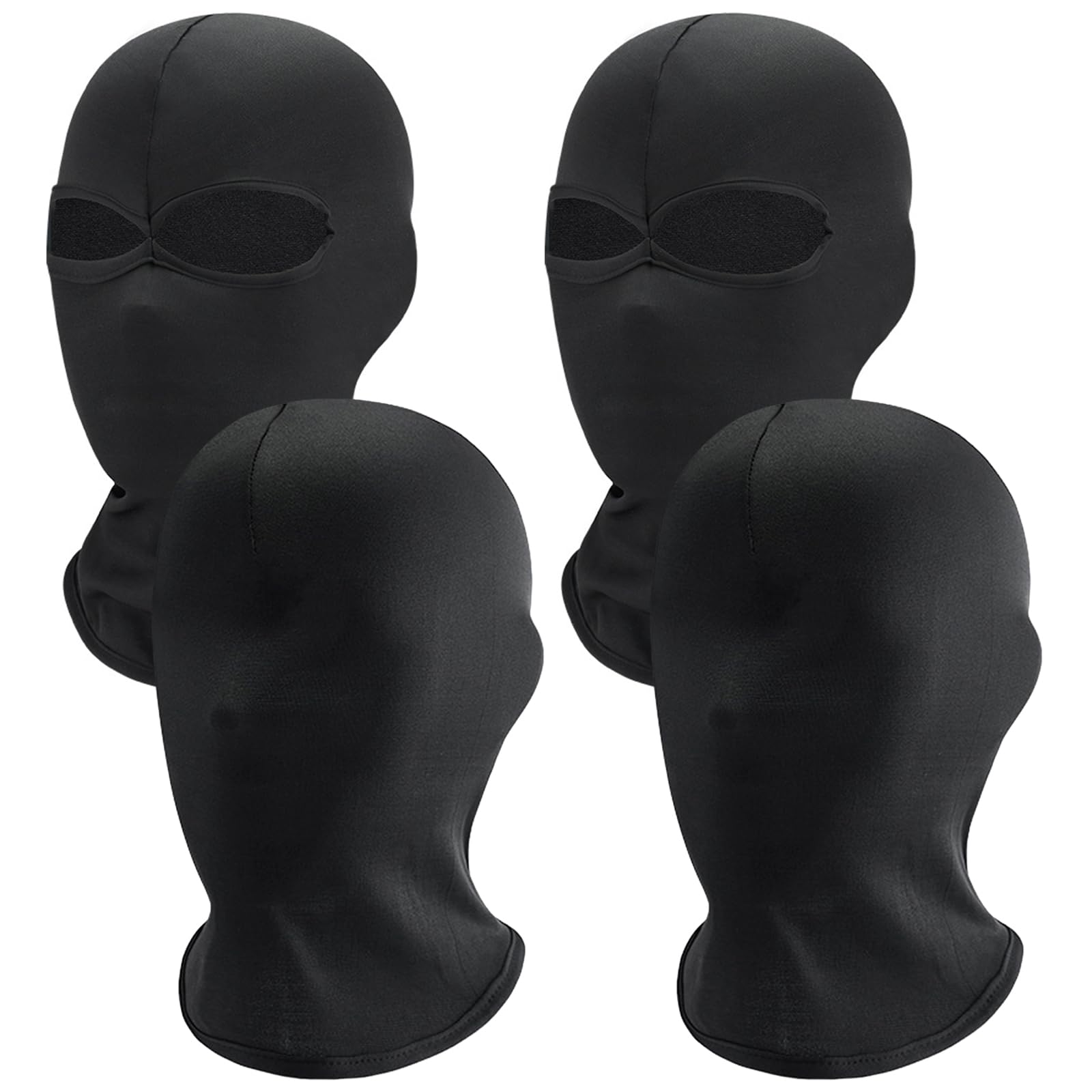 Liwein 4Pcs Full Face Mask, Black Halloween Cover Spandex Mask Zentai Hood Balaclava Ski Full Head Cover Faceless Morph Mask for Halloween Party Cosplay
