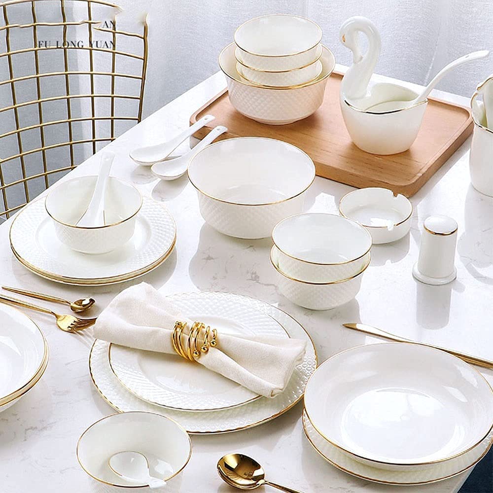 60-częściowy zestaw obiadowy z porcelany kostnej, luksusowy zestaw ceramiczny Phnom Penh, serwis dla 12 osób, prezent domowy, impreza rodzinna
