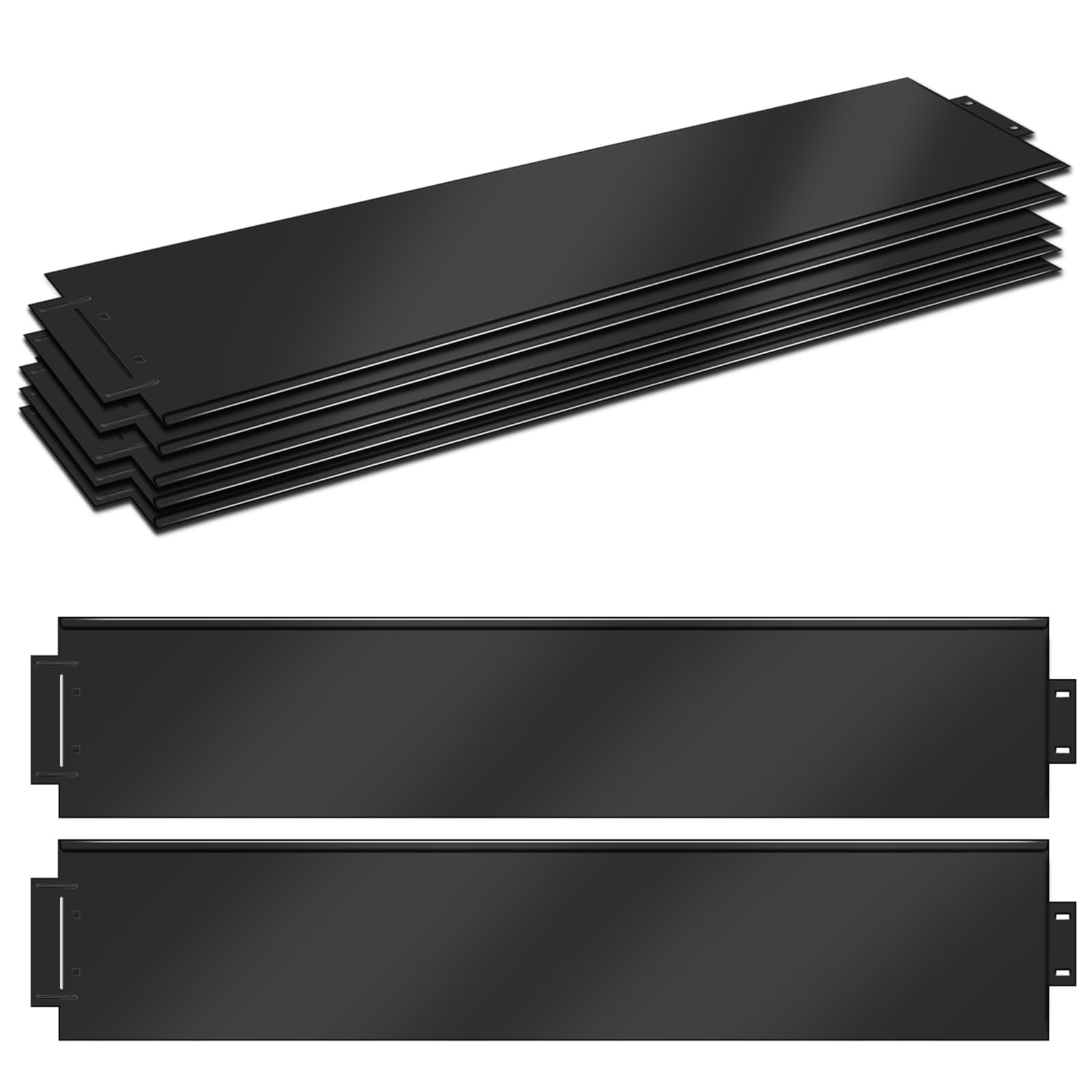 YUENFONG Krawędź trawnika, obrzeże rabatki, metalowe, ocynkowane, obramowanie rabatki, krawędź do koszenia, palisada ogrodowa, dekoracyjna 100 x 18 cm (dł. x wys.), 50 sztuk, kolor czarny