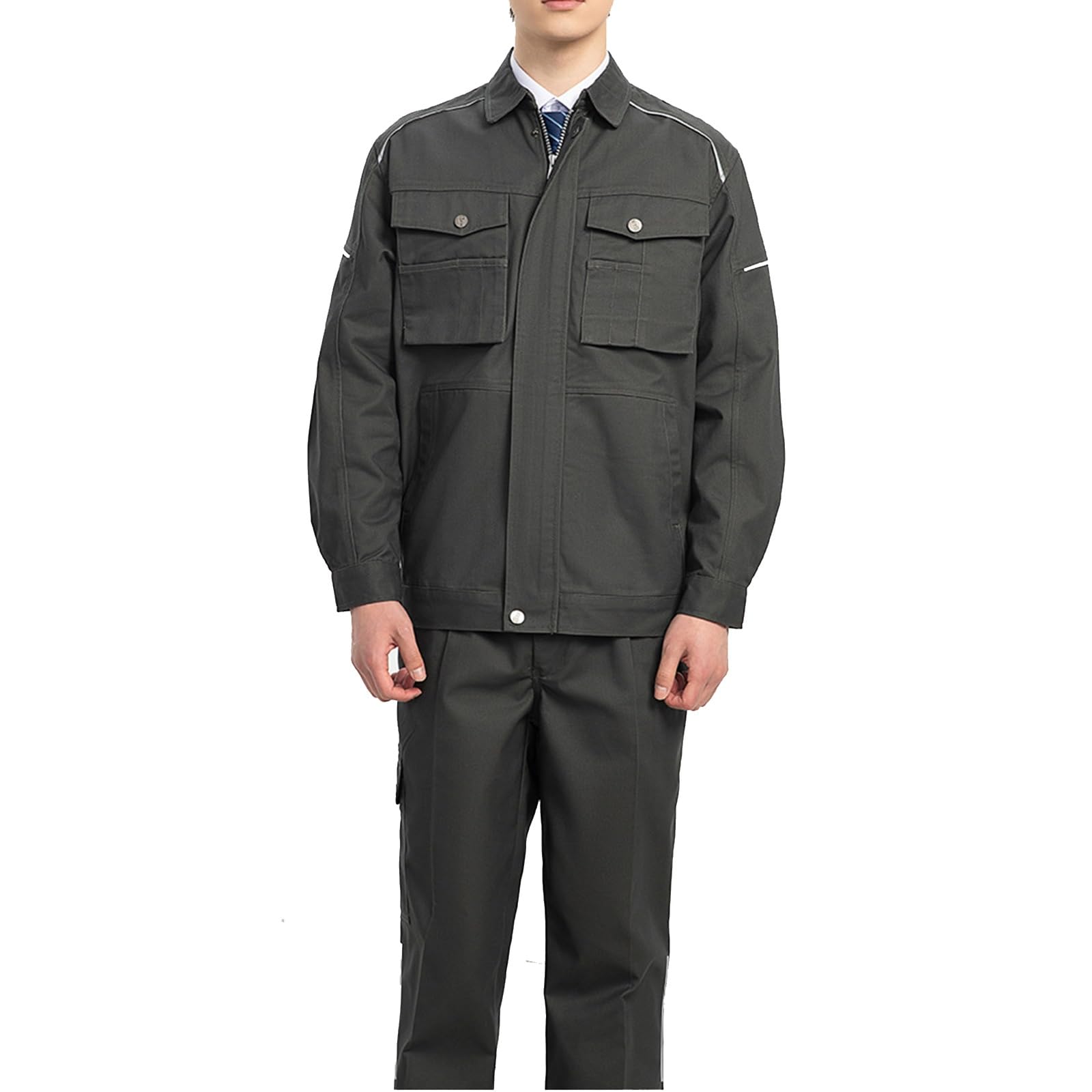 Set Giacca E Pantaloni da Uomo, Officina A Maniche Lunghe con Tasca Anti-smarrimento, Uniformi Meccaniche