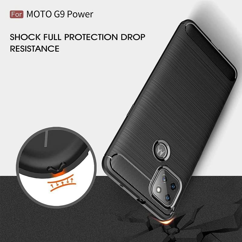 Image of Hybrid Carbon Fiber Back Case for Moto G9 Power (Black)