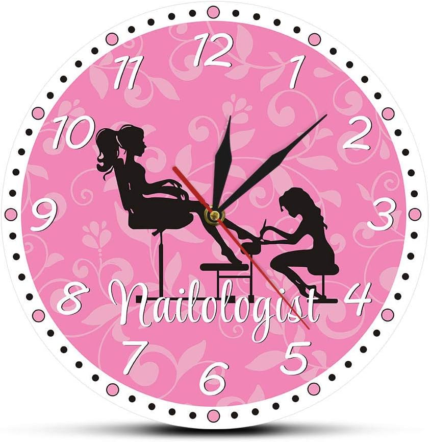 Beauty Shop Nail Studio Custom Wall Clock Pedicure Salon Supplier Artwork Personalized Manicure Salon Name Silent Wall Clock(Metal Frame)