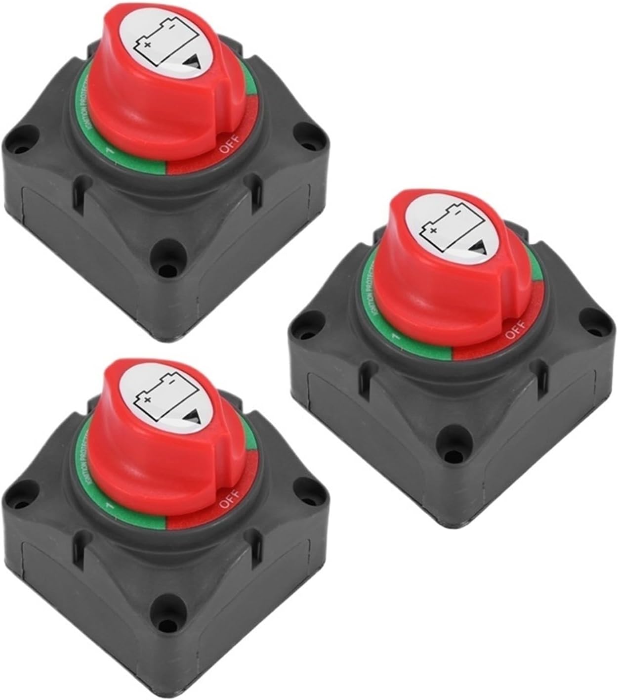 3X 3 Position Disconnect Isolator Master Switch, 12-60V Battery Power Cut Off Kill Switch, Fit for Car/RV/Boat/Marine