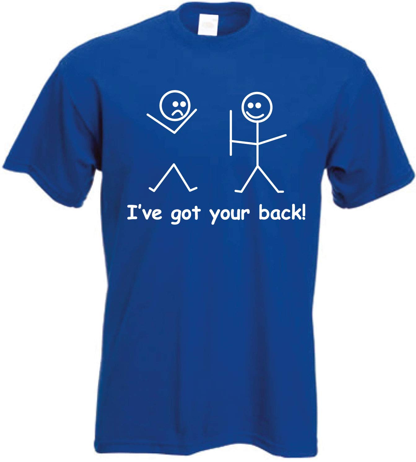 Stick Person I've got Your Back! T-Shirt Ideal Womens or Mens Unisex Classic Sarcastic Meme Tshirt Retro Stick Person Man Figure tee Blue Medium