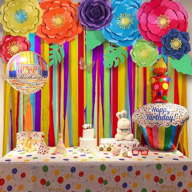 Miniatura 6 de Mverse Decoración de flores de papel para pared, ramo gigante de flores artificiales 3D hechas a mano con hojas y mariposas, kit de 14 piezas,