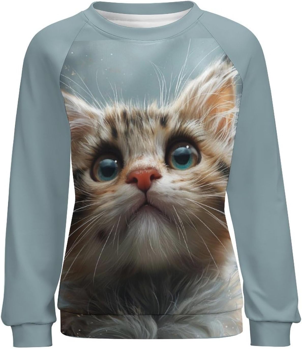 Long Sleeve Shirts for Women Japanese Art Funny Cat 3D Graphic Sweatshirts Fall Pullover Crewneck Comfy Boho Tops - Image 3