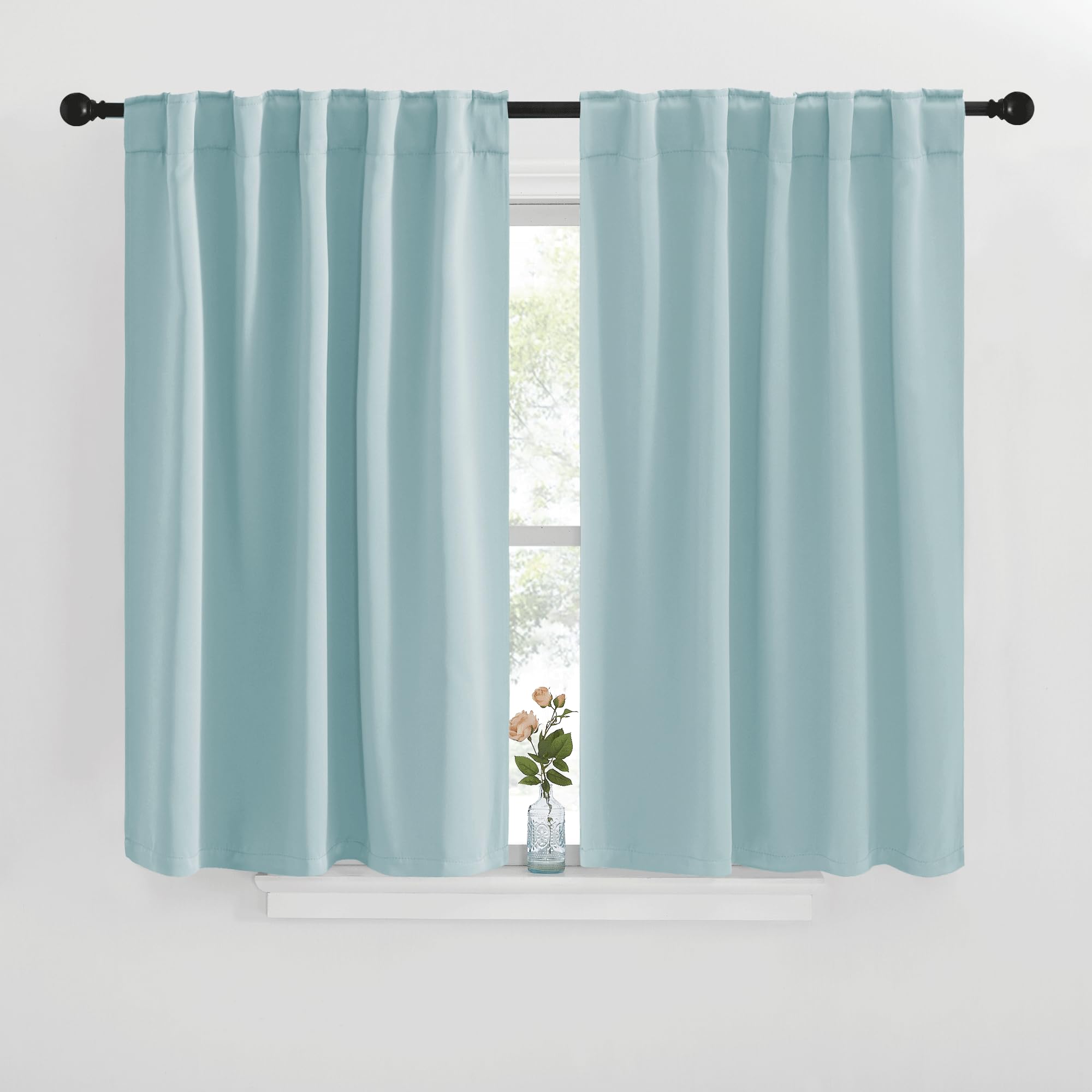 NICETOWN Blackout Window Curtains for Camper - (Sky Blue Color) 42x40 Inch, 2 Panels Set, Thermal Insulated Room Darkening Blackout Drapes/Draperies with Rod Pocket &amp; Back Tab for Loft