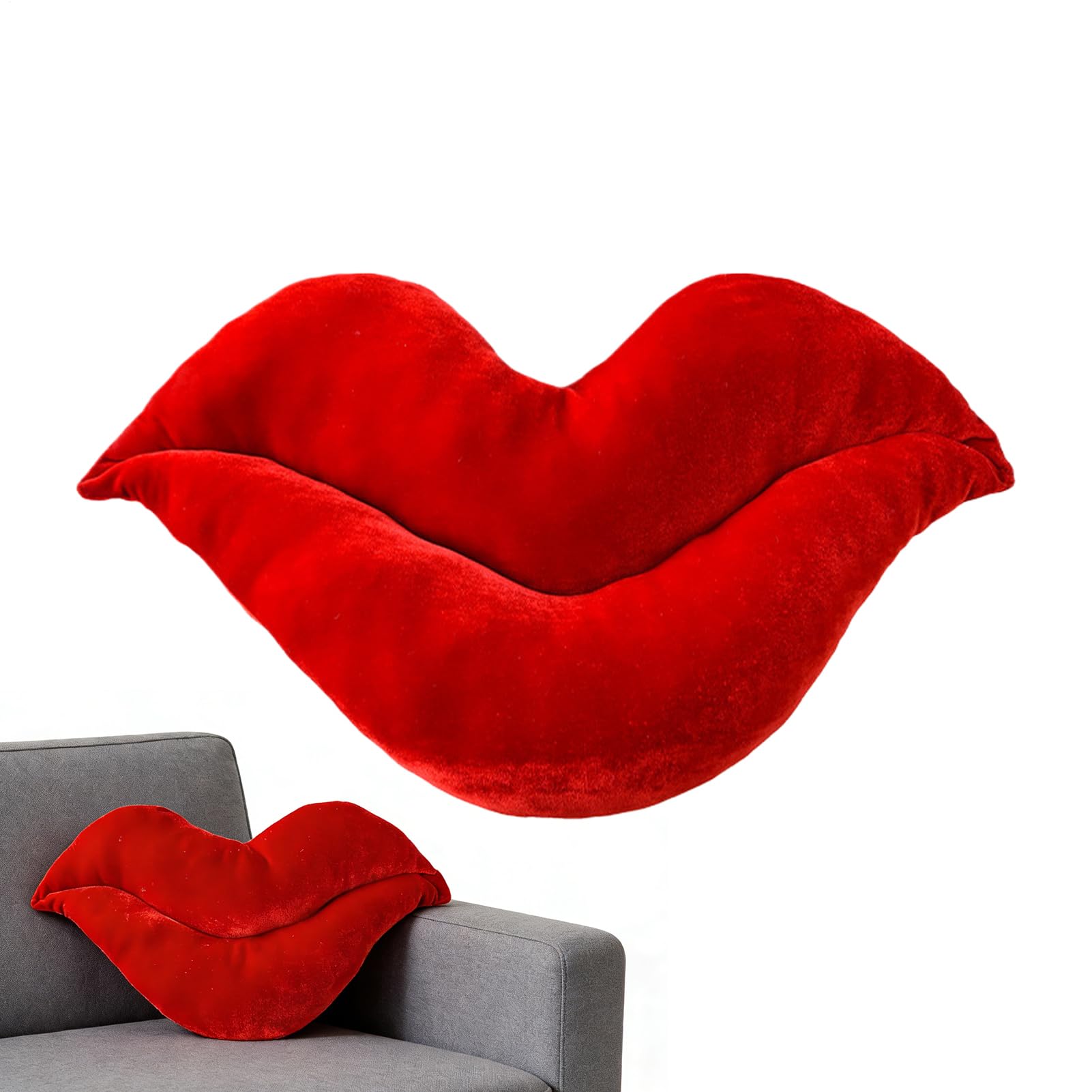 Coussin en forme de lèvres rouge décoratif et douillet pour canapé