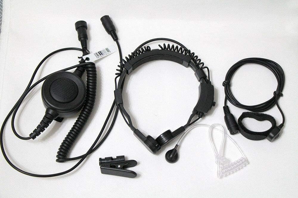 Military Throat Mic Headset Earpiece Waterproof Big PTT for Kenwood Radio 2 PIN