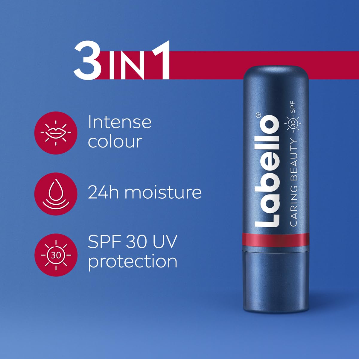 Labello Caring Beauty Lip & Cheek Balm Red 4.8g – 2-in-1 Tinted Moisturising Balm for Lips & Cheeks – Buildable Classic Red Colour with Nourishing Everyday Care