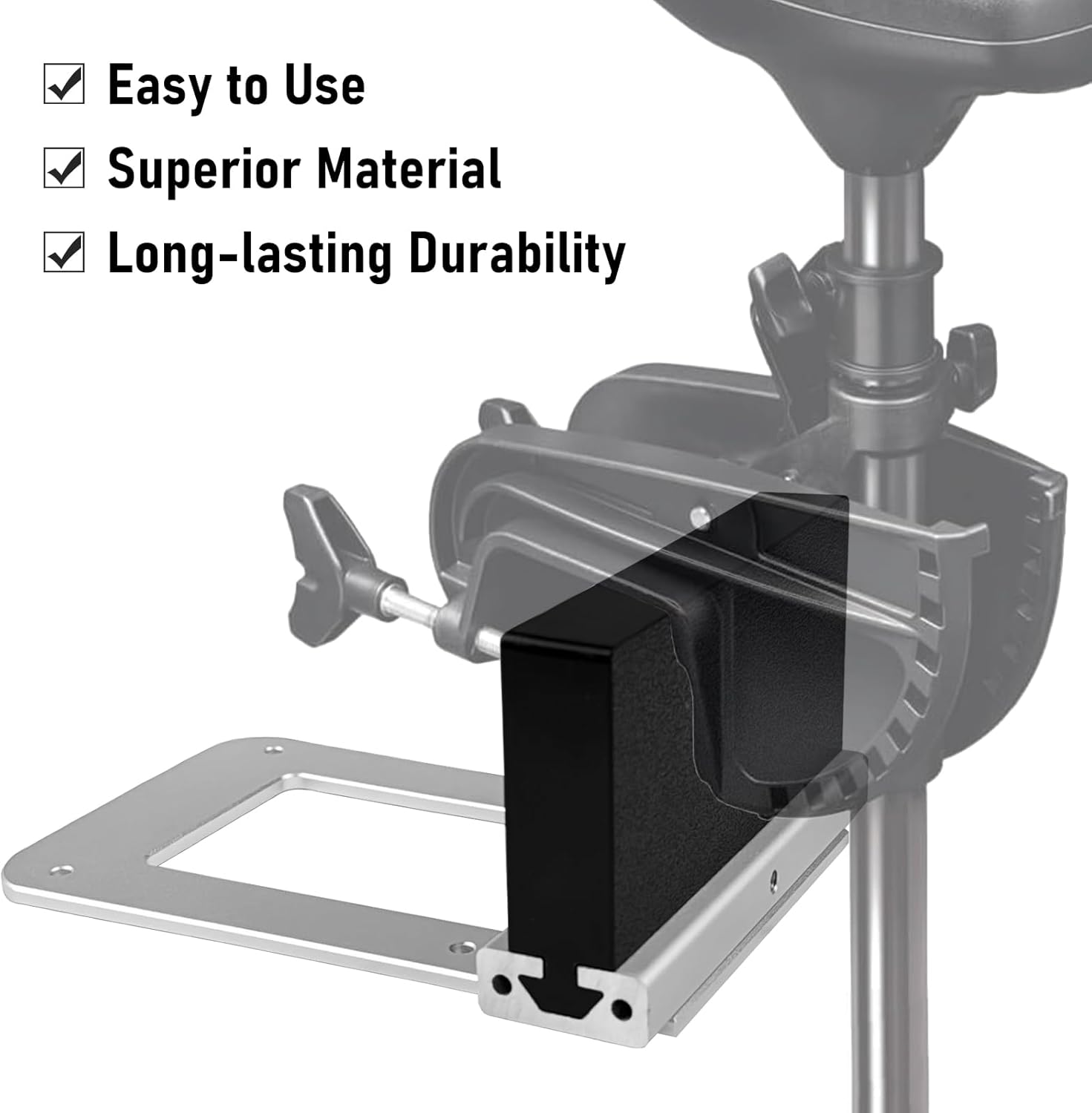 Aluminium Transom Trolling Motor Mount Bracket, Universal Electric Trolling Motor Mount for Kayaks with a Flat Stern, Transom Motor Mount Use for Electric Trolling Motors Only