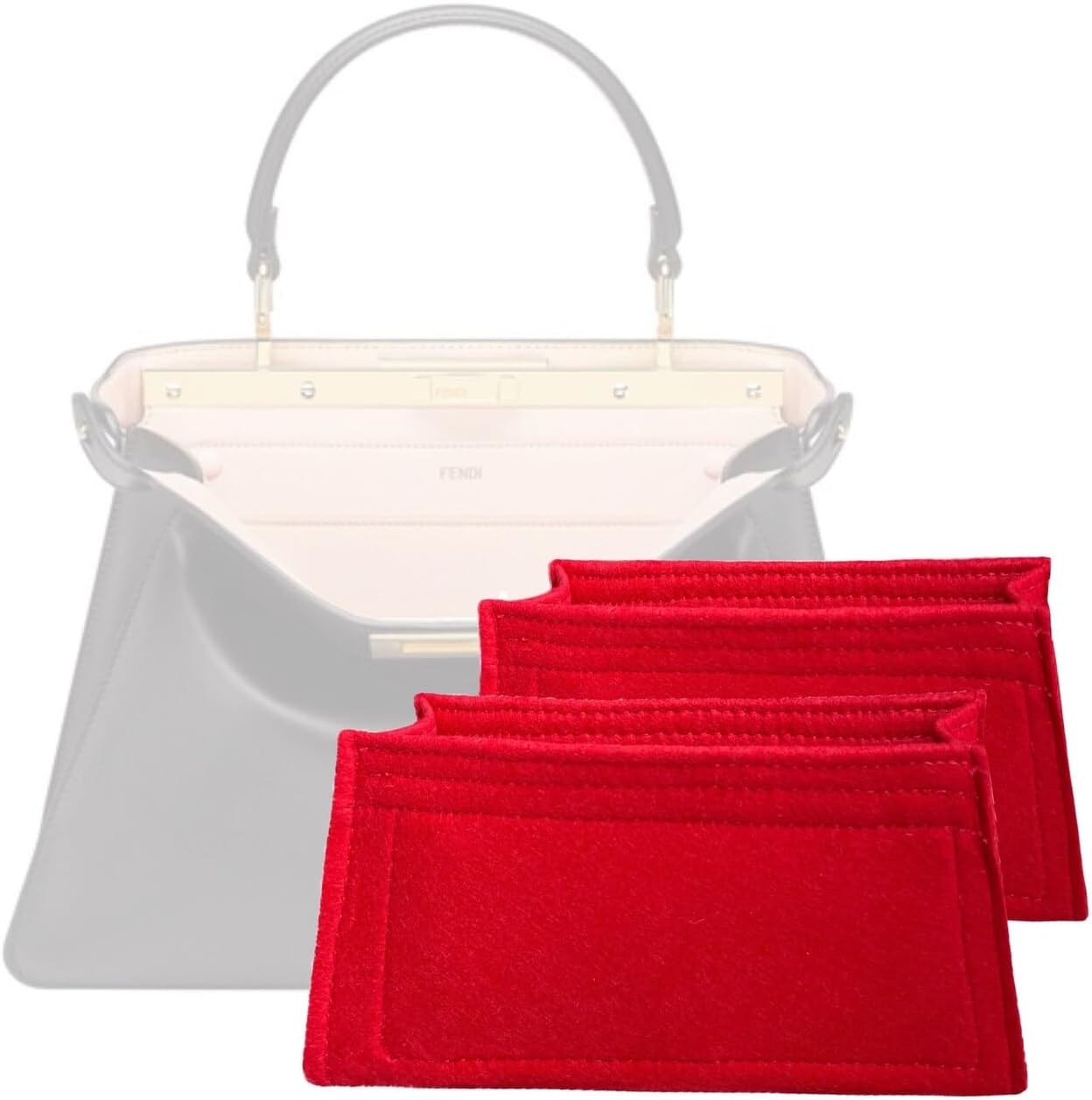 Divitize Premium Purse Organizer compatible with Peekaboo IseeU Petite/Xcross/EW/Mini/S/M/L Bag Insert — Perfect Fit, Quality Felt, Full Coverage, Set of 2, 24+ Shades (Medium Women, Tea)