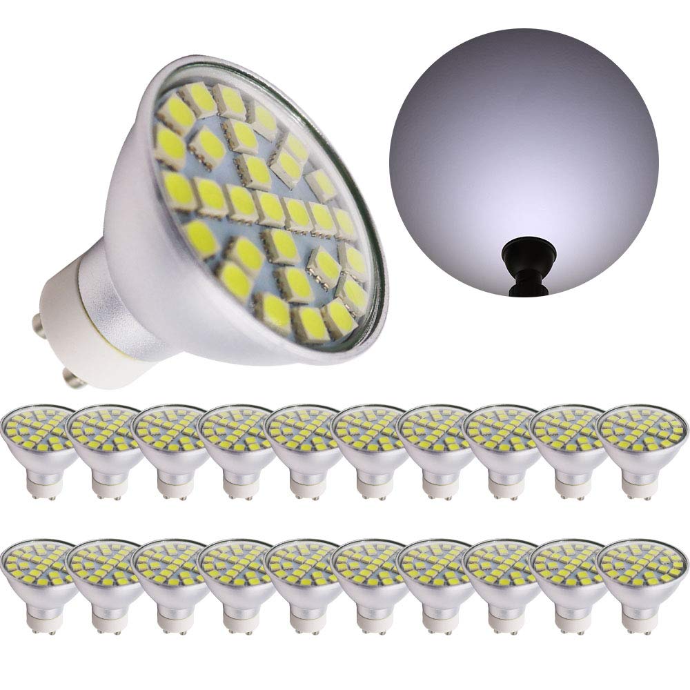 Xindaxin - Juego de 20 bombillas led (GU10, 4 W, no regulable, 400-420 lúmenes, luz blanca cálida, 2800-3200 K, 120 °)