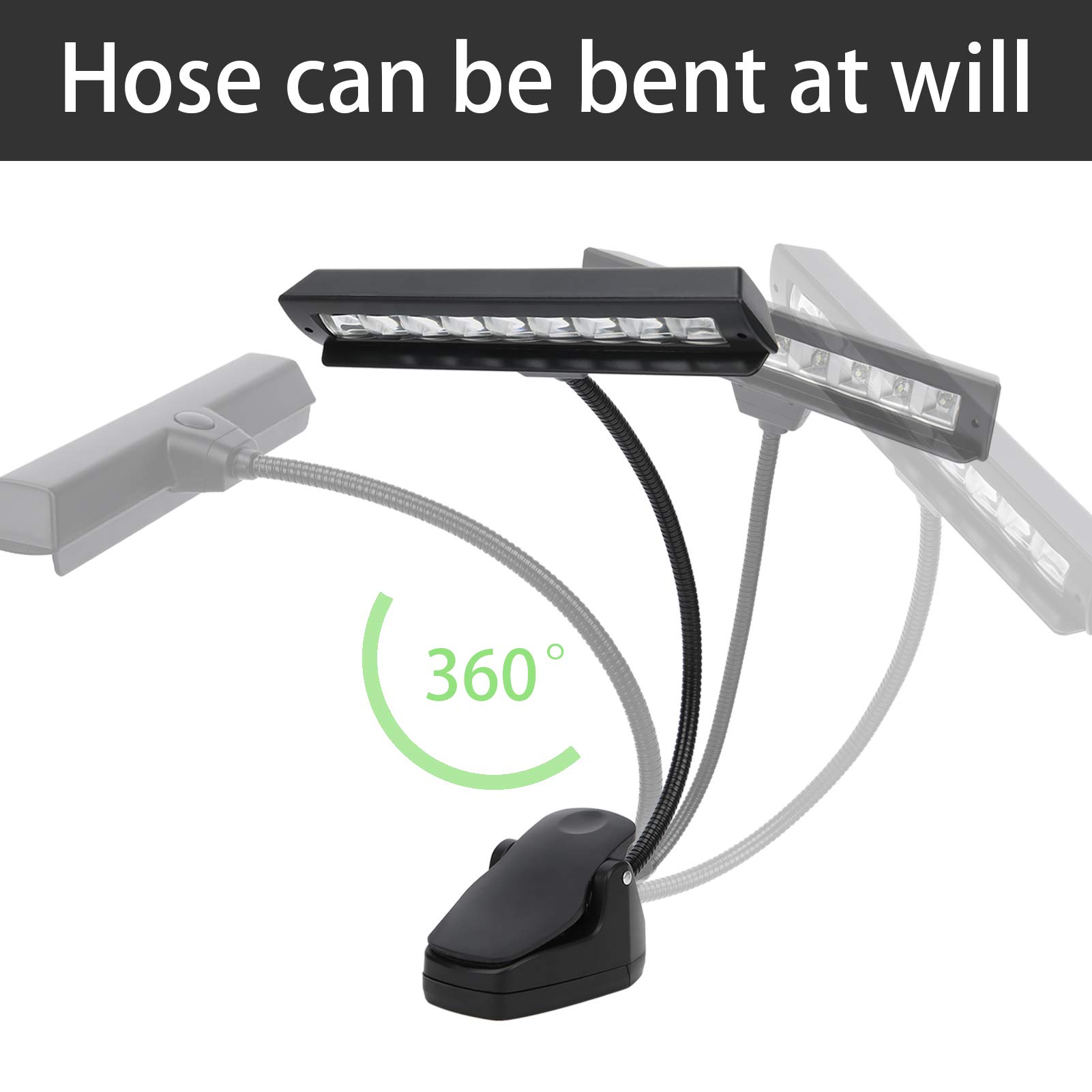 Lampada A Clip Per Leggio - Luce LED Regolabile, Alimentazione USB O Batterie - Foto 5