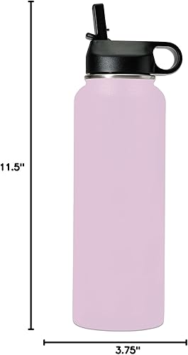 Vista 321 de LaserGram Botella de agua personalizada, palitos de lacrosse, acero inoxidable de doble pared aislada al vacío con popote superior, regalo grabado