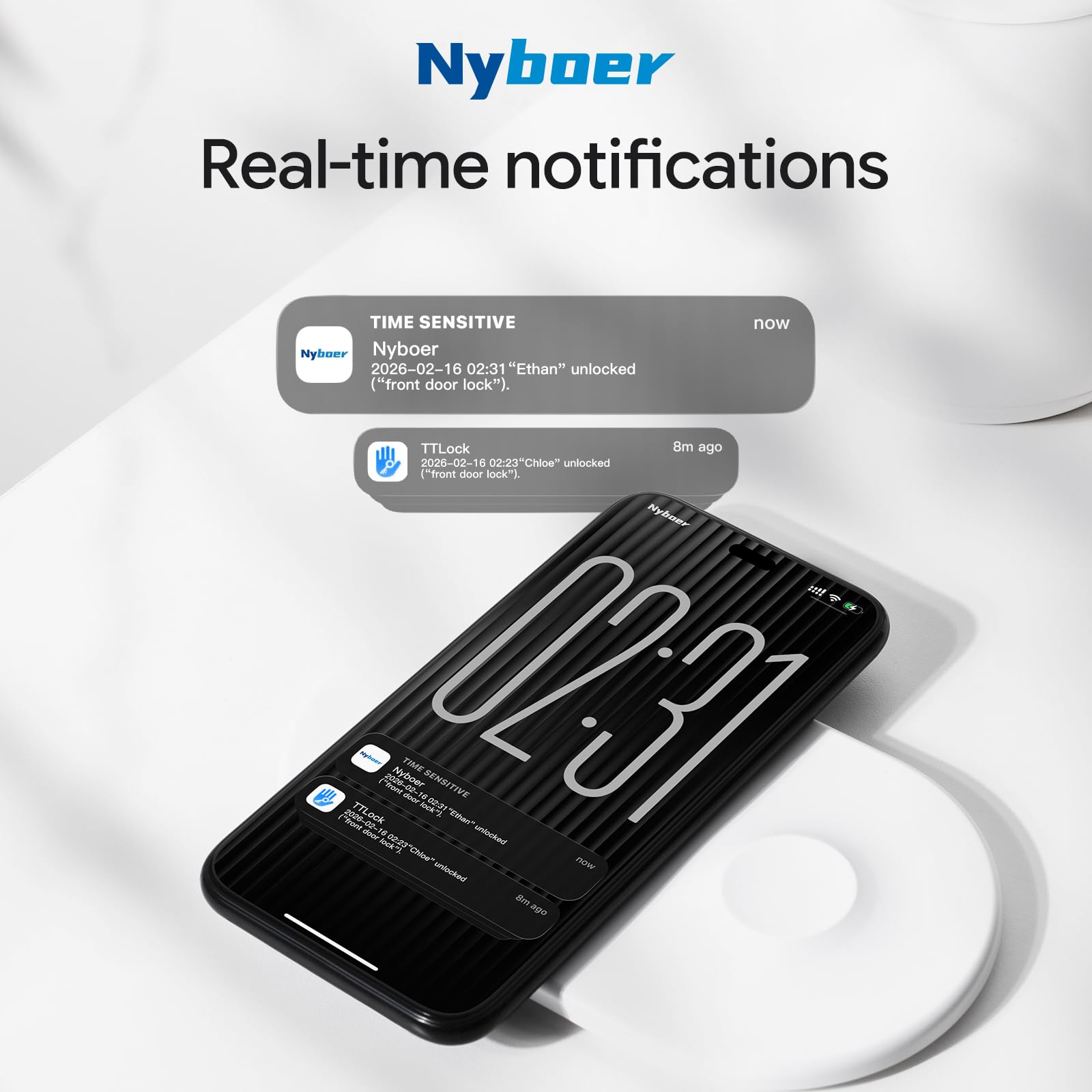 Passerelle Wi-Fi contrôle à distance Smart Empreinte digitale Serrure de porte avec application TT Lock, passerelle Smart Hub compatible avec Alexa Voice Control Assemblages Nyboer