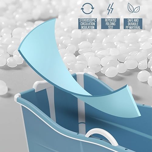 Miniatura 8 de Bañera portátil para adultos, bañera plegable e independiente para masaje, para el hogar, sauna, spa, remojo de baño, sudor al vapor con tapa y