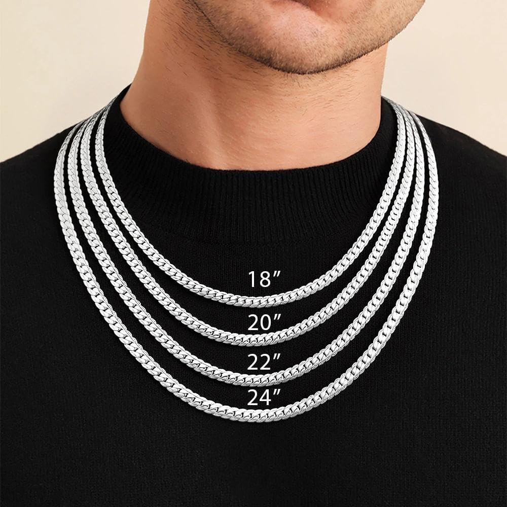 S925 Sterling Silver Chain Necklace for Men, 5mm/6mm Sterling Silver Cuban Link Curb Chain Necklace for Women Men Jewelry, 18 20 22 24 Inches - Image 5