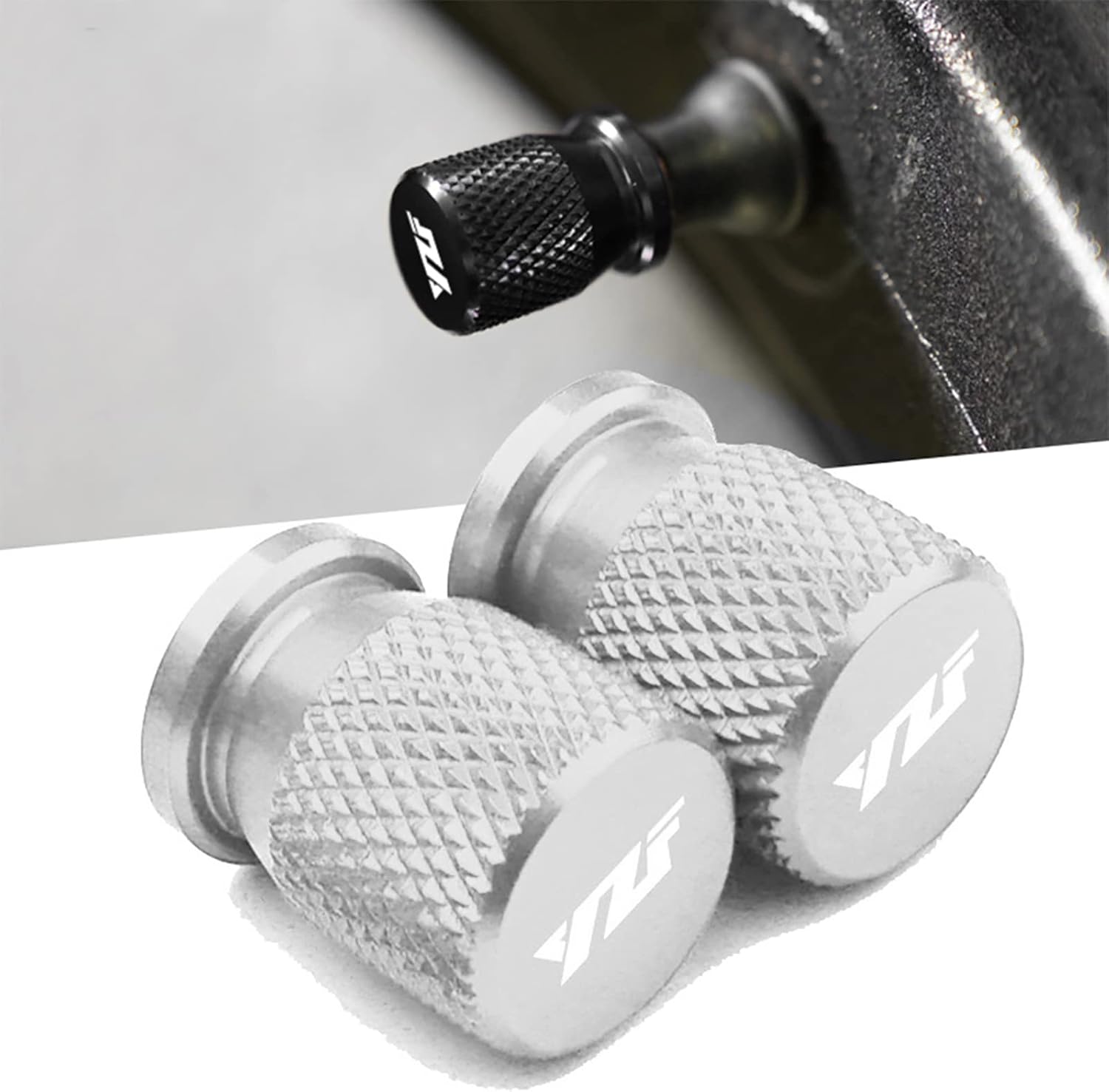 Motorcycle Tyre Valve Caps Conversion Tyre Valve Caps for Yamaha YZF R1/M R3 R6 R15 R25 (Titanium)