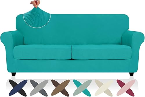 Miniatura 26 de Funda 2026 para sofá de dos plazas XL a rayas, 3 piezas (71"-91"), fundas elásticas gruesas para sofá con cojines 2 XL con banda elástica Nuevo