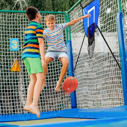 Trampolin Basketballkorb, Universal Mini Basketballkorb, Abreißrand zum Eintauchen Trampolin Basketballaufsatz mit 1 Mini Basketbällen,Trampolin Zubehör für Kinder Erwachsene Innen und Außenbereich