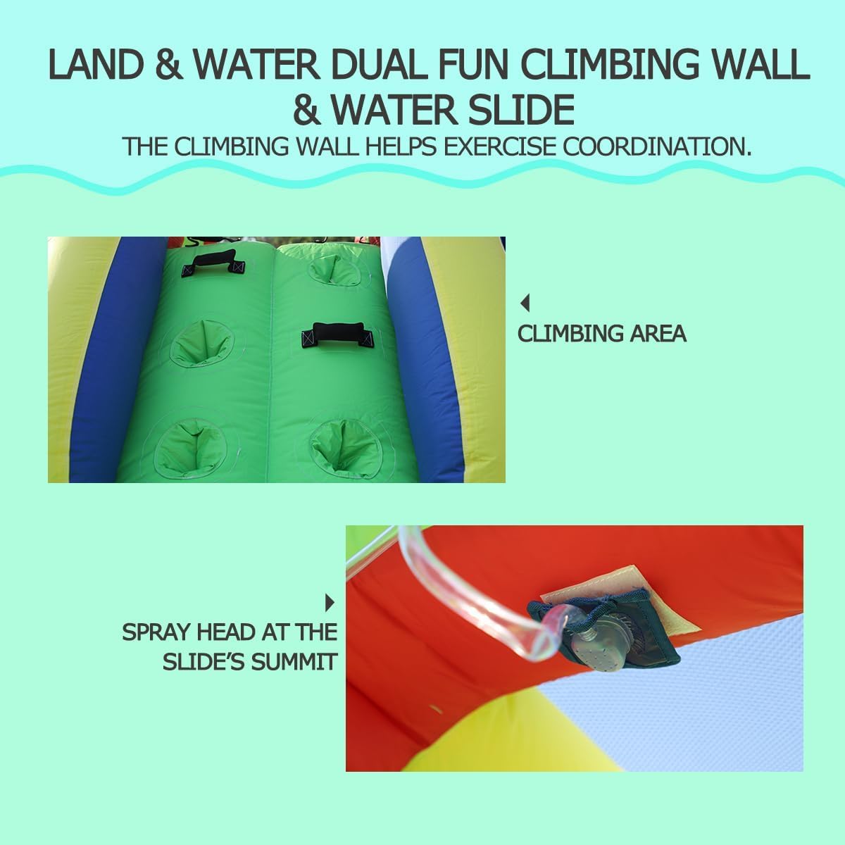 Inflatable Water Slides for Kids, Oxford Water Bounce House with Slide, 370W Blower/Large Water Pool, Blow Up Waterslide Backyard Outdoor