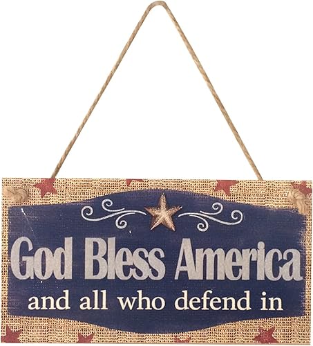 Kanoyavv Decoraciones del 4 de julio, placa de madera para colgar en la pared, decoración para colgar en la pared, Día de la Independencia, Día de